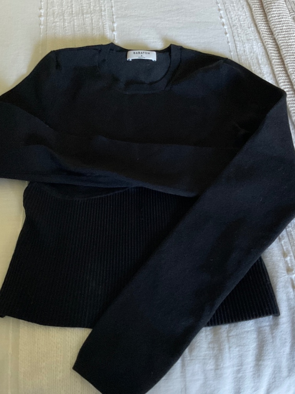 Aritzia Black Babaton Ribbed Long Sleeve Top